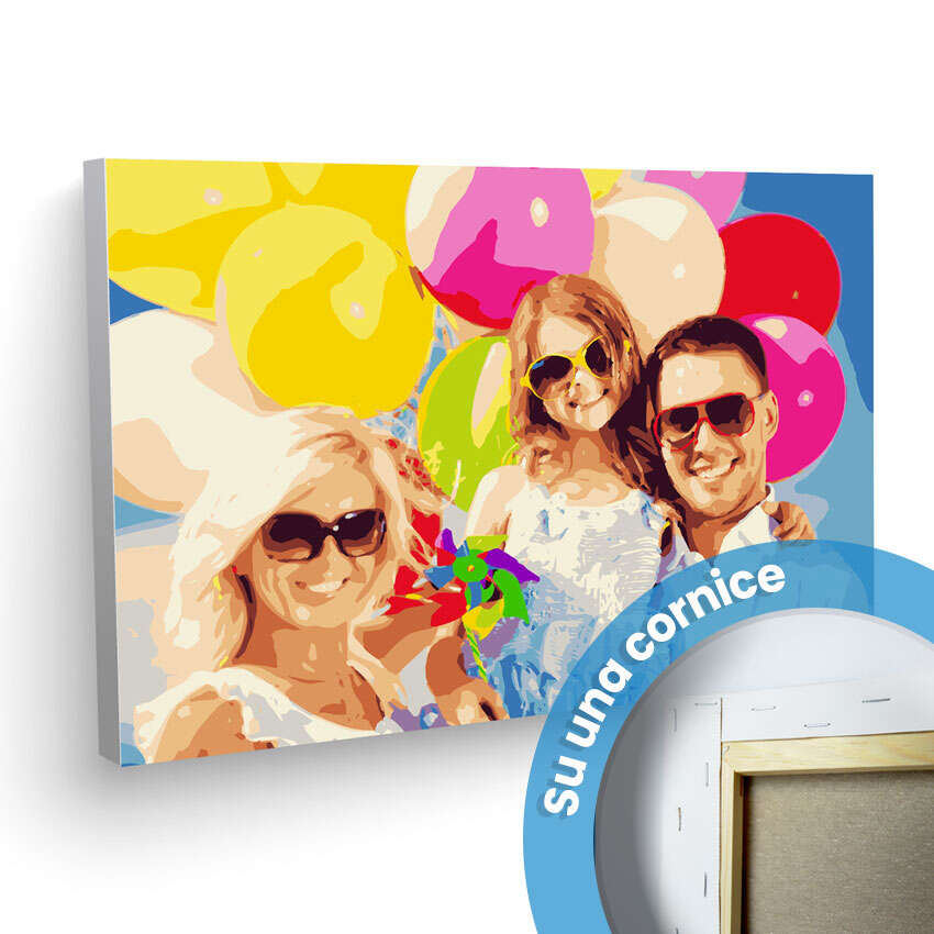 Set artistico personalizzato che mostra una tela di Dipingi con i Numeri
